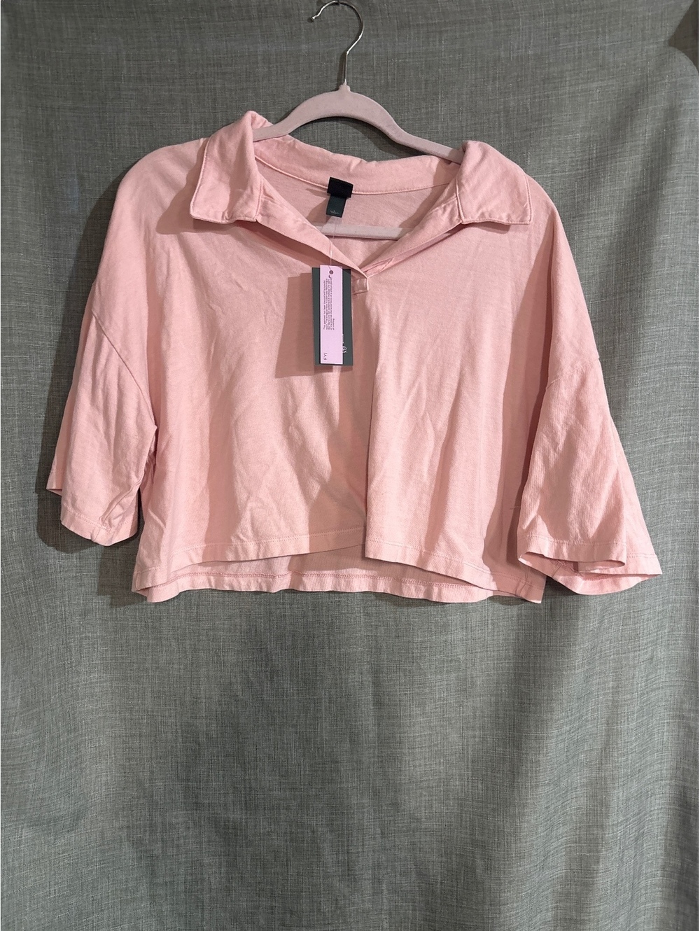 Wild Fable Pink Cropped Polo Shirt Size L